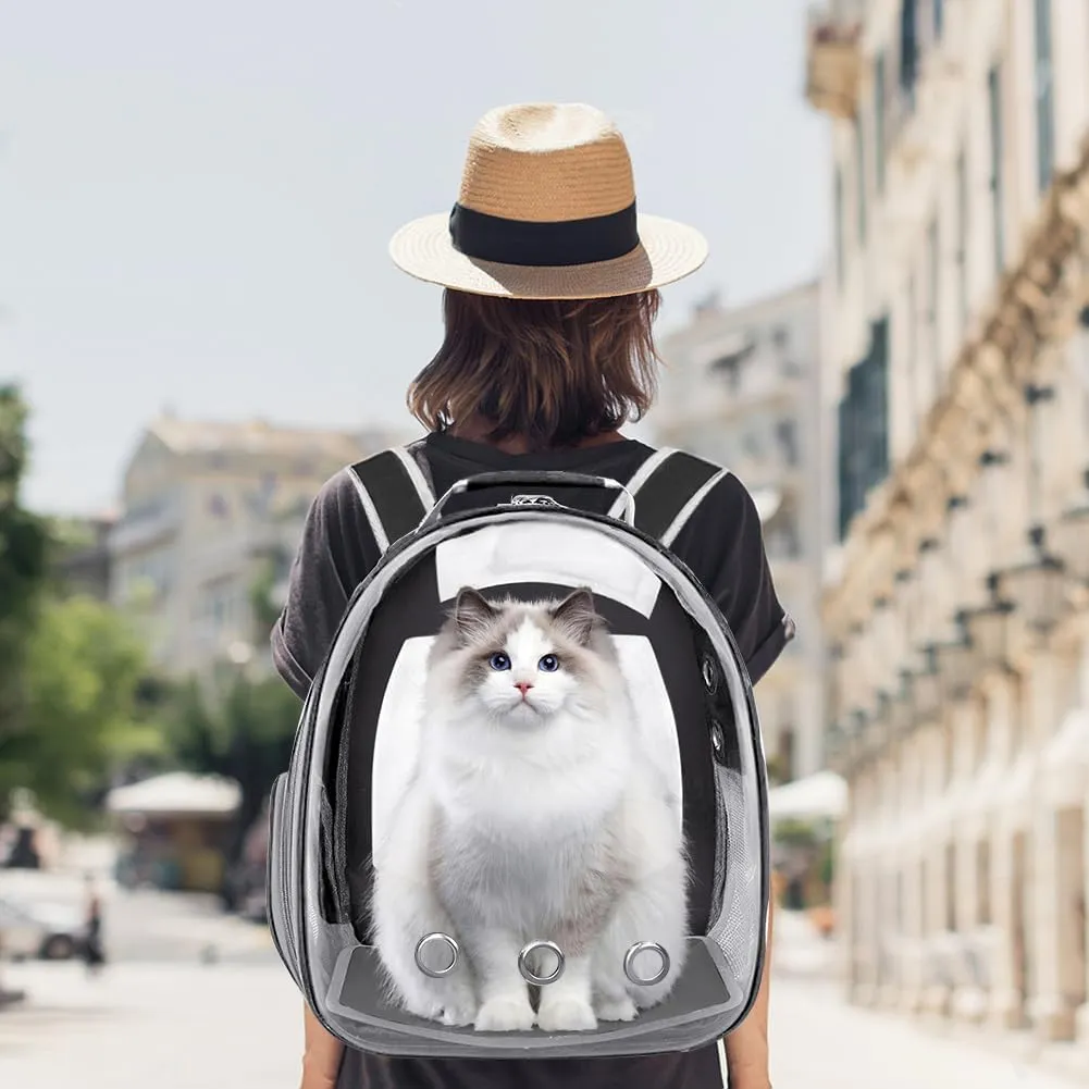 Pet Backpack Carrier,Bubble Backpack Cat Carrier,Pets and Small Dogs,Space Capsule Pet Carrier for Traveling, Walking, Hiking and Outdoor Activities (Black)
