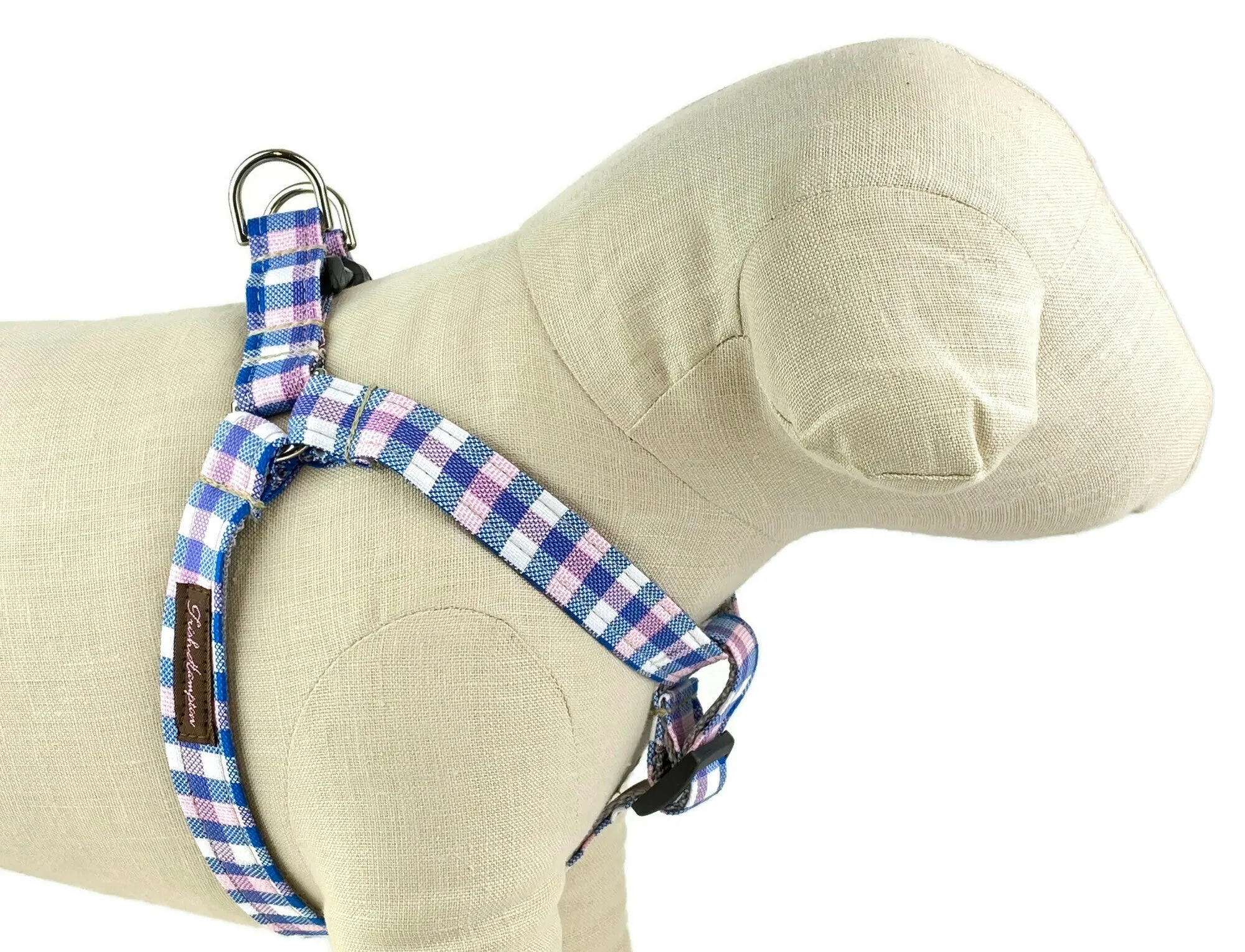 Pink/Blue/White Plaid Dog Harness - 770