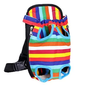 S 28*18cm color bar Outdoor portable pet bag, breathable Mesh backpack for cats and dogs AZ19599