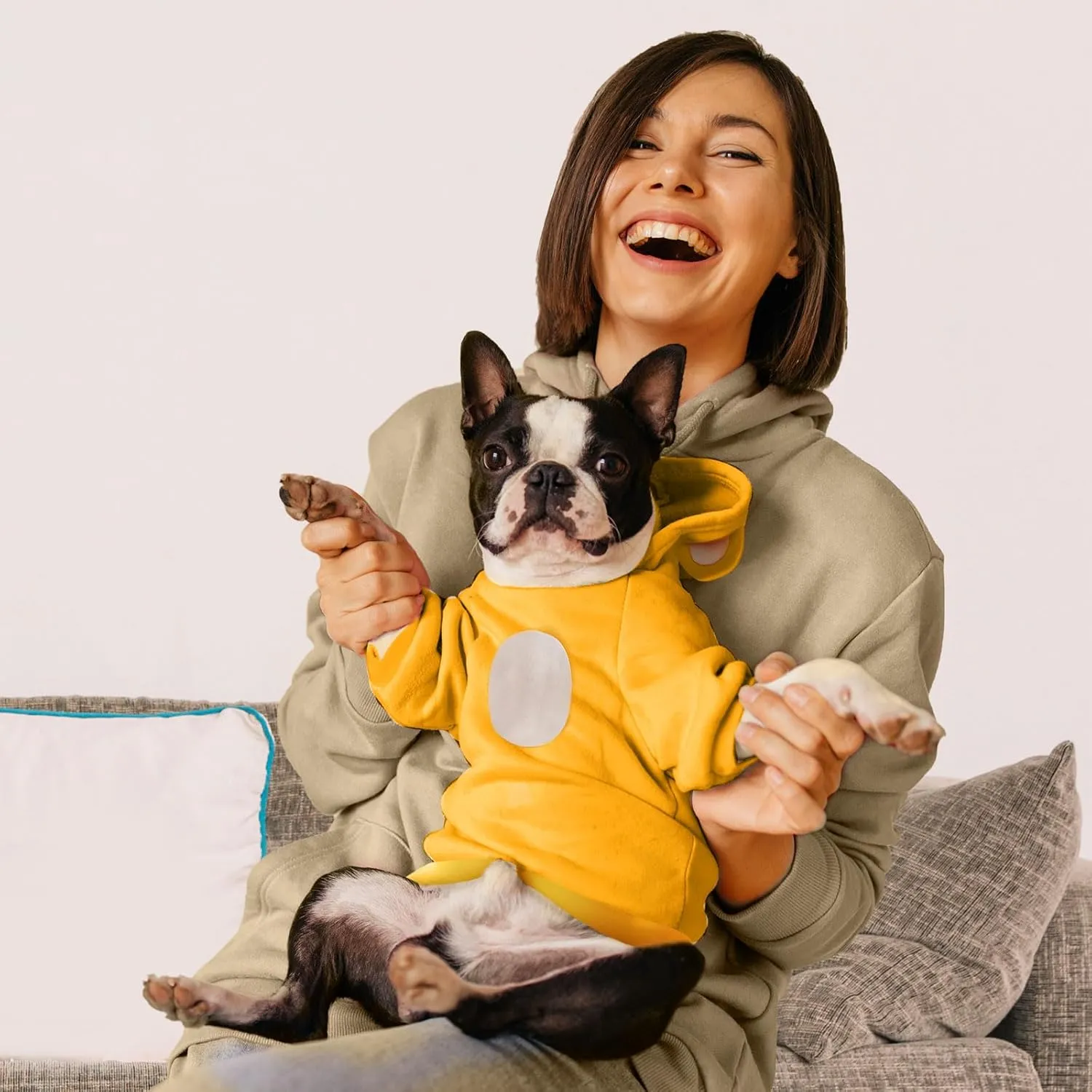 Small Dog Hoodie Soft Warm Fleece Fall Winter Dog Clothes Cute Puppy Sweaters Cat Coat Funny Blank Pullover Doggy Hooded Sweatshirts for Small Dogs Chihuahua Costumes Kitten Outfits(Yellow,XS)