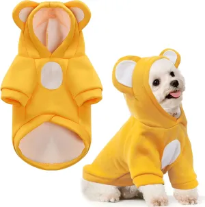 Small Dog Hoodie Soft Warm Fleece Fall Winter Dog Clothes Cute Puppy Sweaters Cat Coat Funny Blank Pullover Doggy Hooded Sweatshirts for Small Dogs Chihuahua Costumes Kitten Outfits(Yellow,XS)