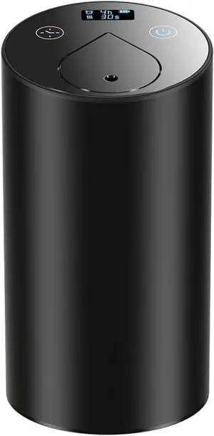 Smart Car Air Freshener, Waterless Essential Oil Diffuser Nebulizer with LCD Display, Rechargeable and Cordless Aromatherapy Diffuser for Home, Office, and Car (Black)