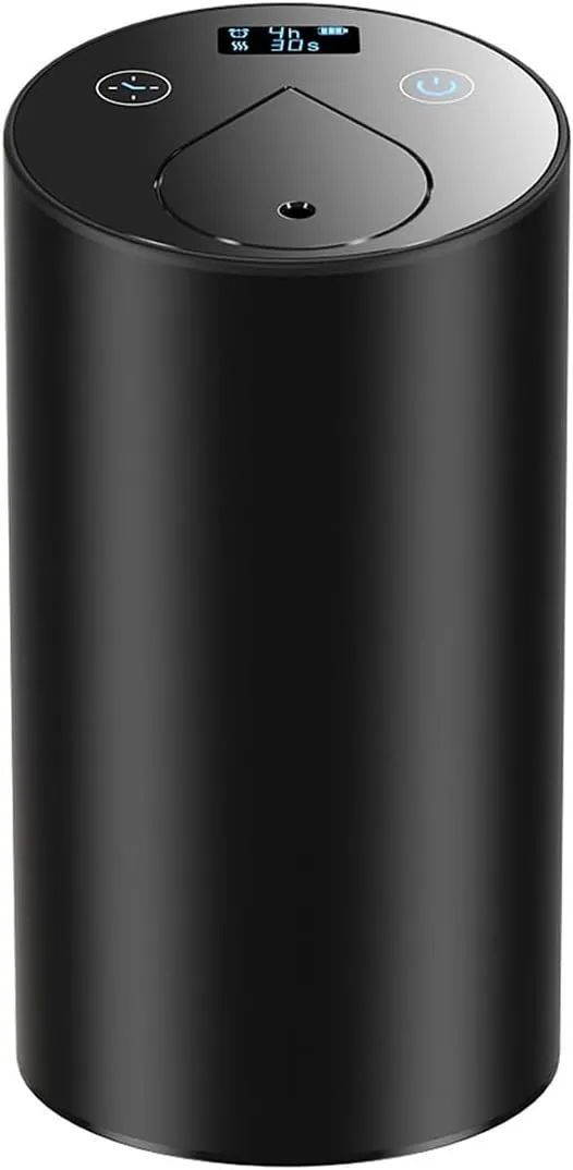 Smart Car Air Freshener, Waterless Essential Oil Diffuser Nebulizer with LCD Display, Rechargeable and Cordless Aromatherapy Diffuser for Home, Office, and Car (Black)