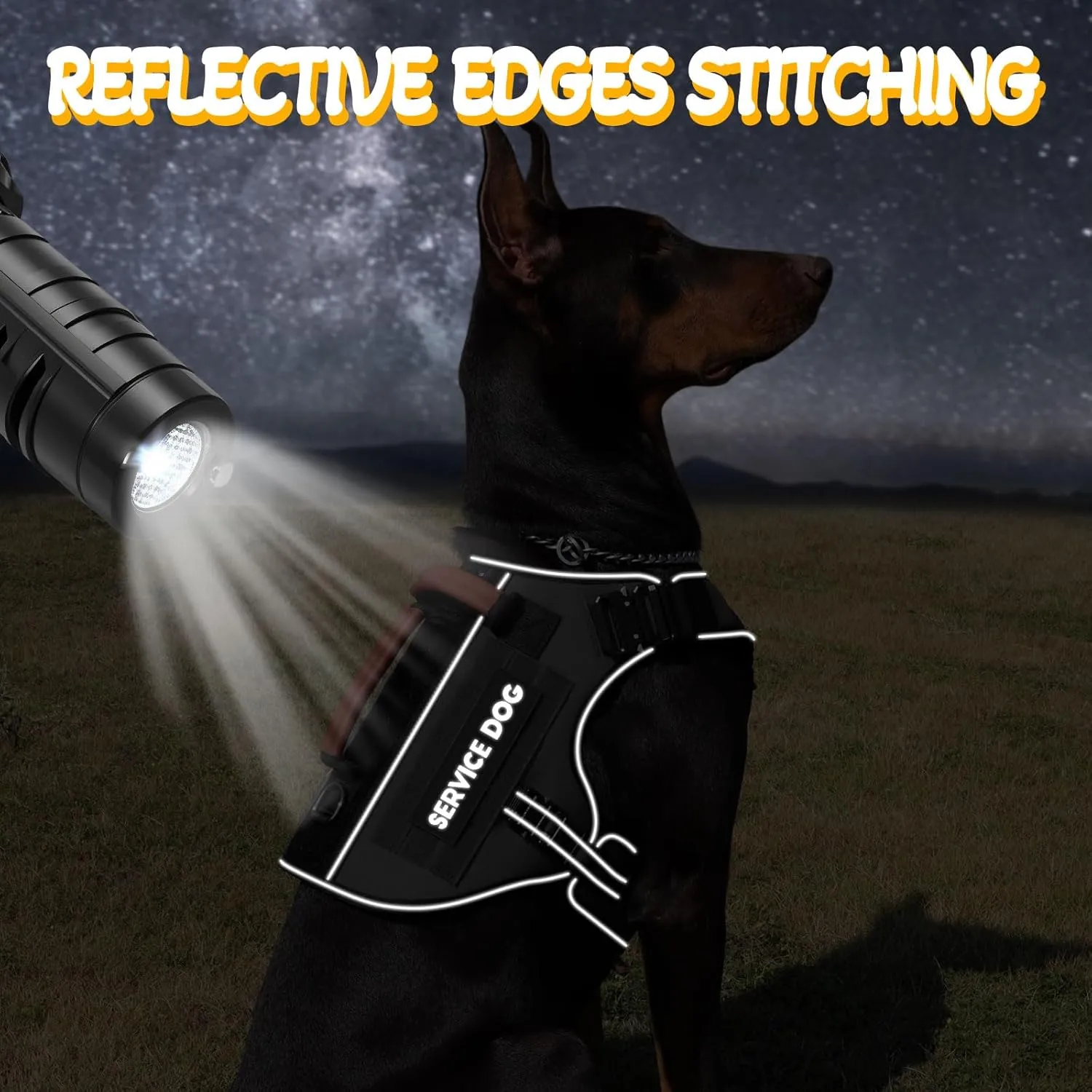 Tactical Dog Harness - Full Metal Buckles No Pull Dog Vest with Leather Handle, Hook & Loop for Hiking Training (Black, L)