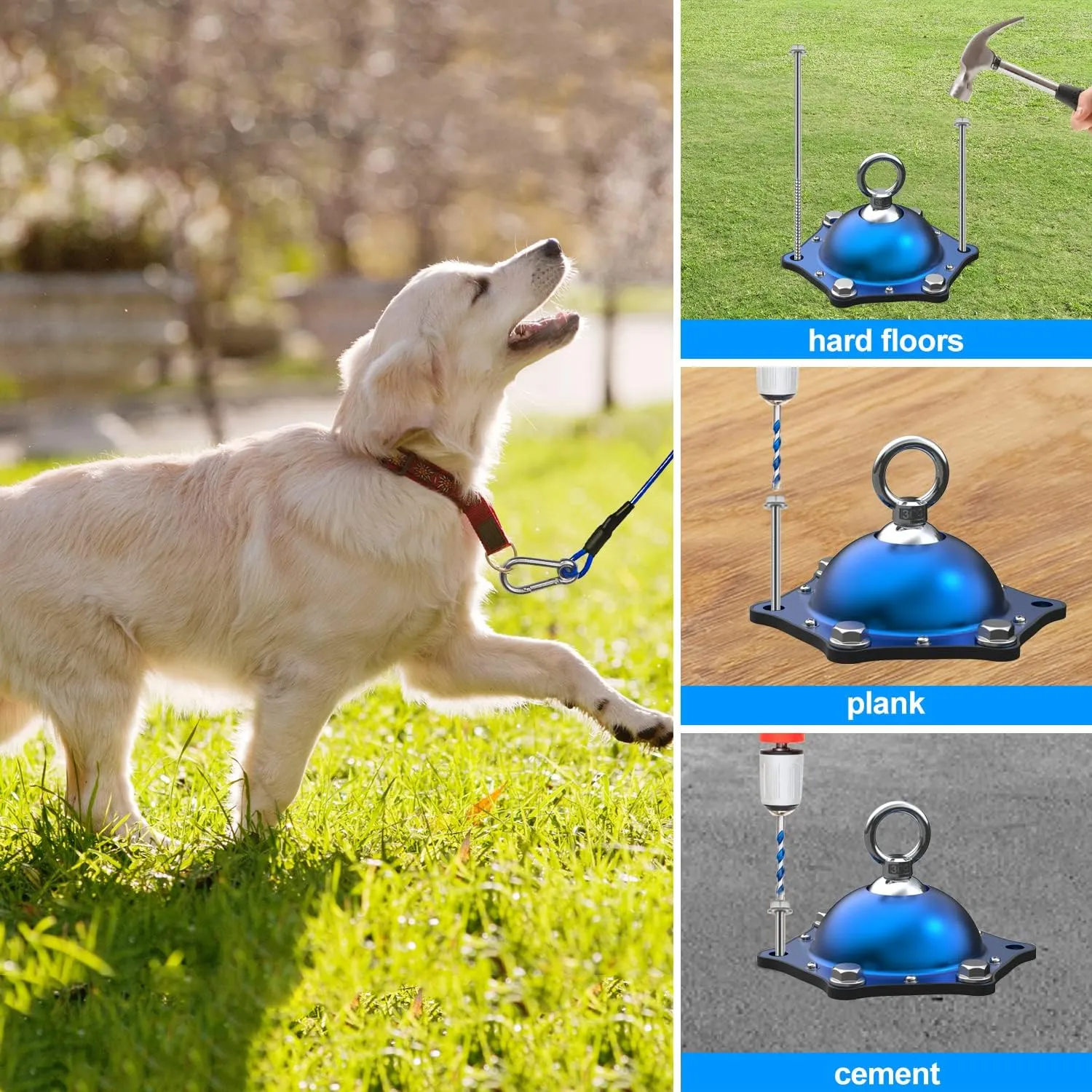 TOPKNOT Dog Tie Out Cable and Stake for Camping,360Swivel Dog Run- No Tangle,with 30FT Heavy Duty Cable, Runner for Yard - Up to 150LBS,Ideal for Outdoor Camping