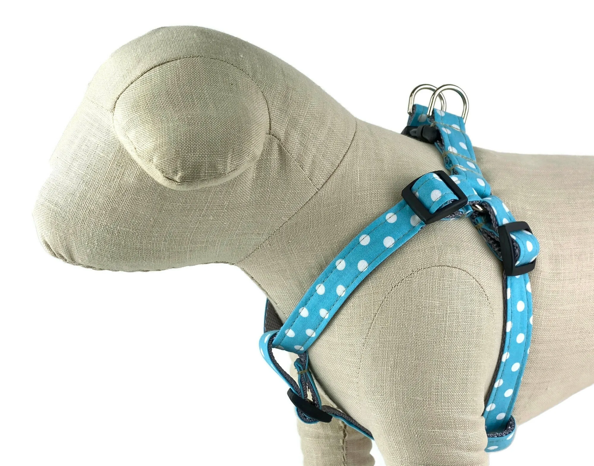Turquoise/White Polka Dot Dog Harness - 513