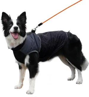 Warm Fleece Dog Coats for Large Dogs,D-Rings Waterproof Puppy Jacket for Cold Winter,Black XXL