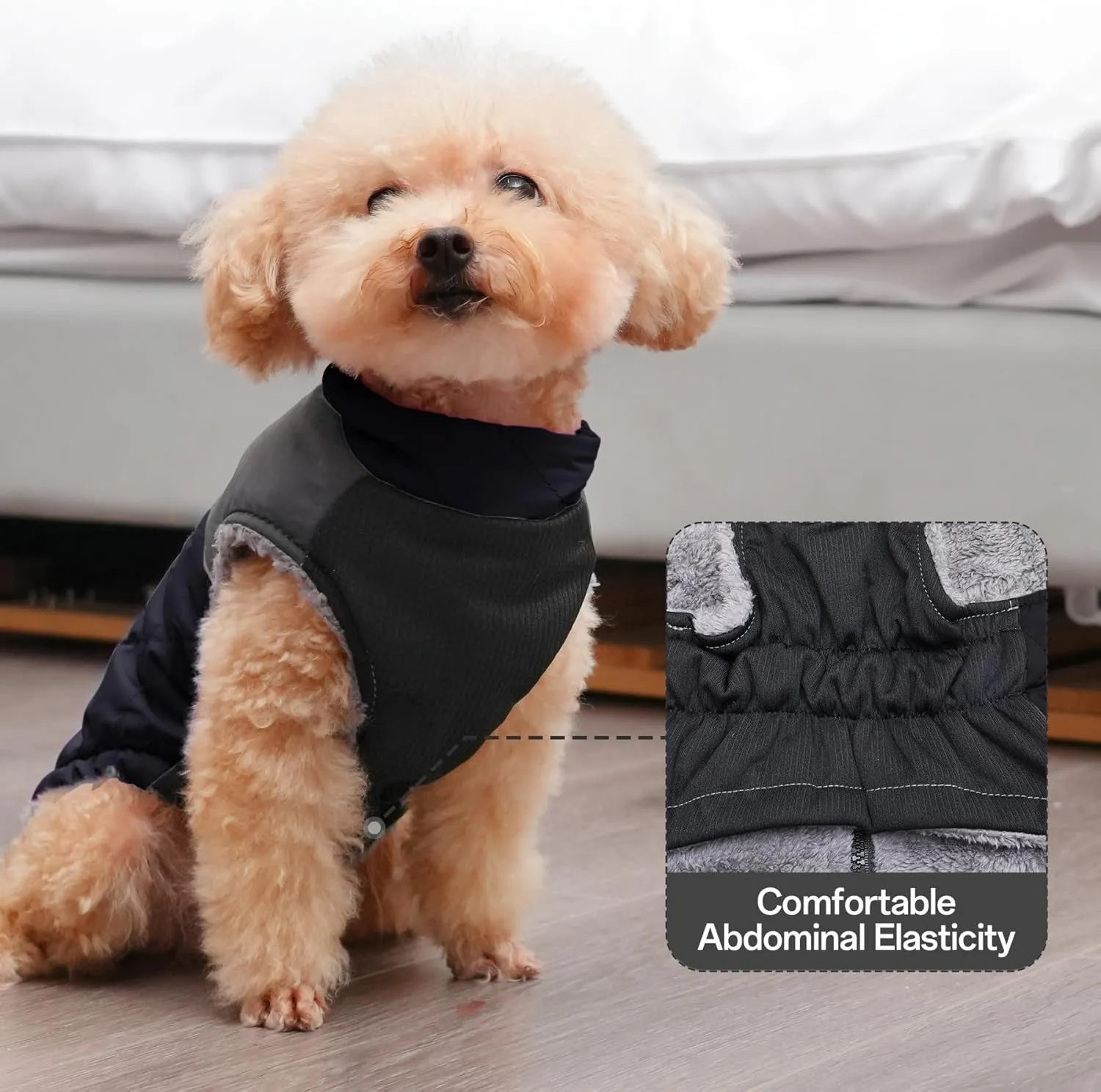 Warm Fleece Dog Coats for Large Dogs,D-Rings Waterproof Puppy Jacket for Cold Winter,Black XXL