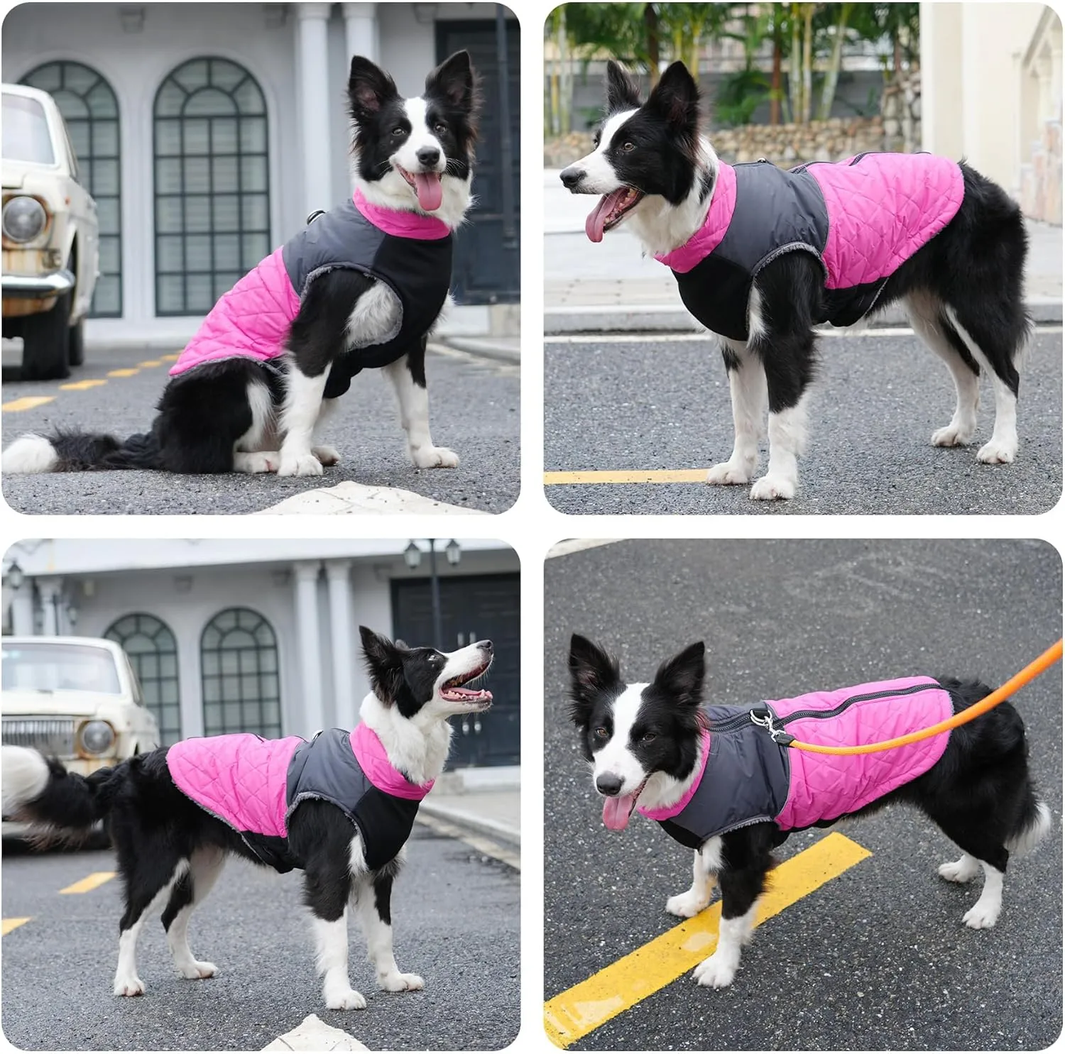 Warm Fleece Dog Coats for Large Dogs,D-Rings Waterproof Puppy Jacket for Cold Winter,Pink XXL