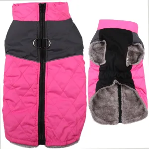 Warm Fleece Dog Coats for Large Dogs,D-Rings Waterproof Puppy Jacket for Cold Winter,Pink XXL